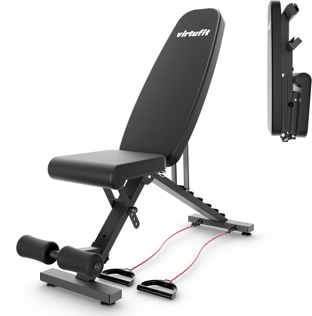 Bol.com VirtuFit Fitnessbank FB100 - Opvouwbaar - Verstelbaar in 7 trainingsposities - Inclusief 3 weerstandskabels - Max 200 kg... aanbieding
