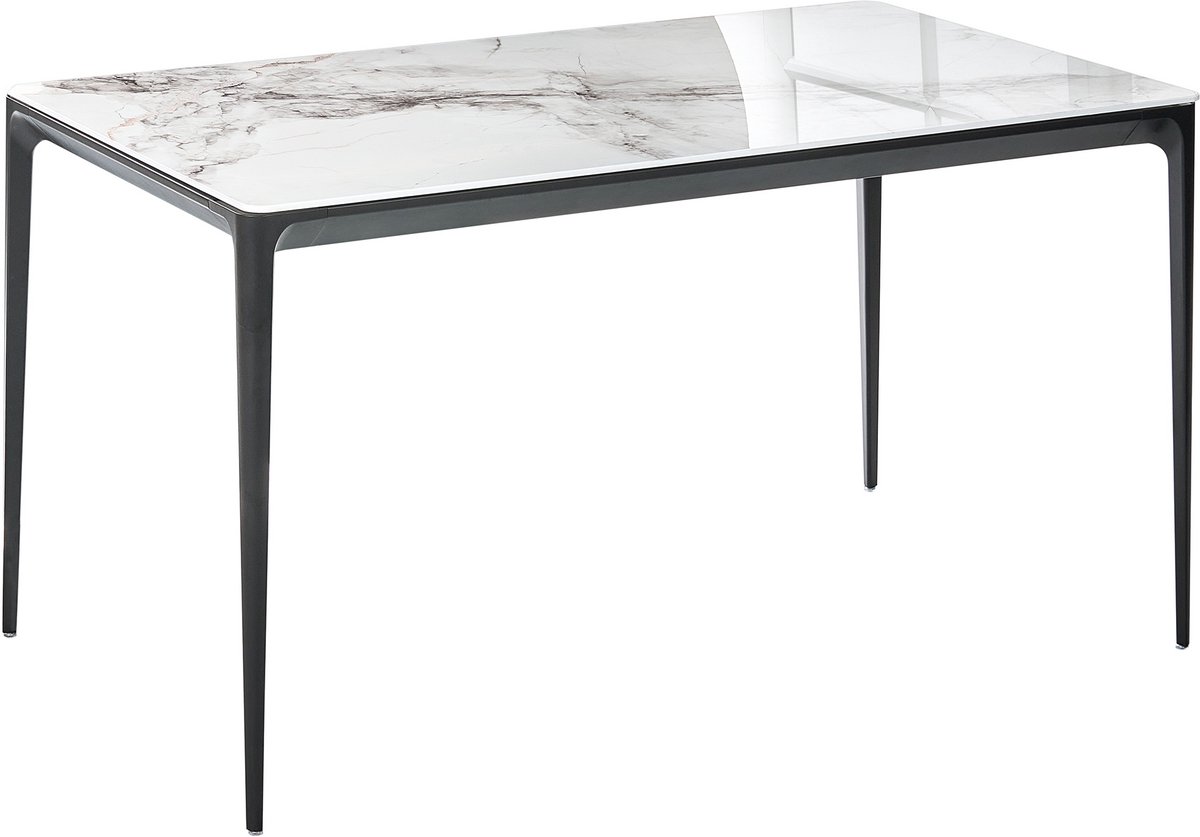 JOLLEIN - Eettafel - Wit marmer - Veiligheidsglas