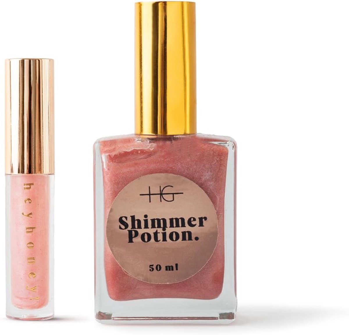 HG AESTHETICS Summer Shine Set – HeyHoney Lip Oil 10 ml + Elixir Shine Dry Oil 50 ml – Hydraterende Duo voor Stralende Lippen & Huid (Sunburst Pink + Strawberry Tint) - cadeautje vrouw