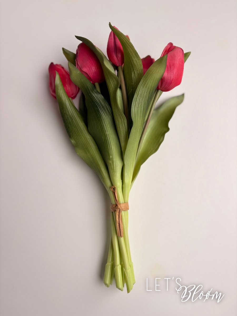 Let's Bloøm| kunst tulpen | Vermeer-boeket van 7 beauty kunsttulpen | Real Touch Vermeer| tulip bundle | Voorjaar | Lente | Zijden bloemen |