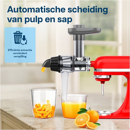 MMOBIEL Accessoire Slow Juicer pour KitchenAid Stand Mixer – Slow Juicer à Presse Froide & Centrifugeuse pour Légumes et Fruits – Incluant tamis, pilon alimentaire et brosse de nettoyage