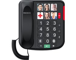 Protectly® Senioren Telefoon - SOS-Noodknop - Senioren Mobiele Telefoon - Vaste Telefoon - Grote (Foto) Toetsen en Cijfers - Luid Volume - Nederlandstalige - Plug & Play