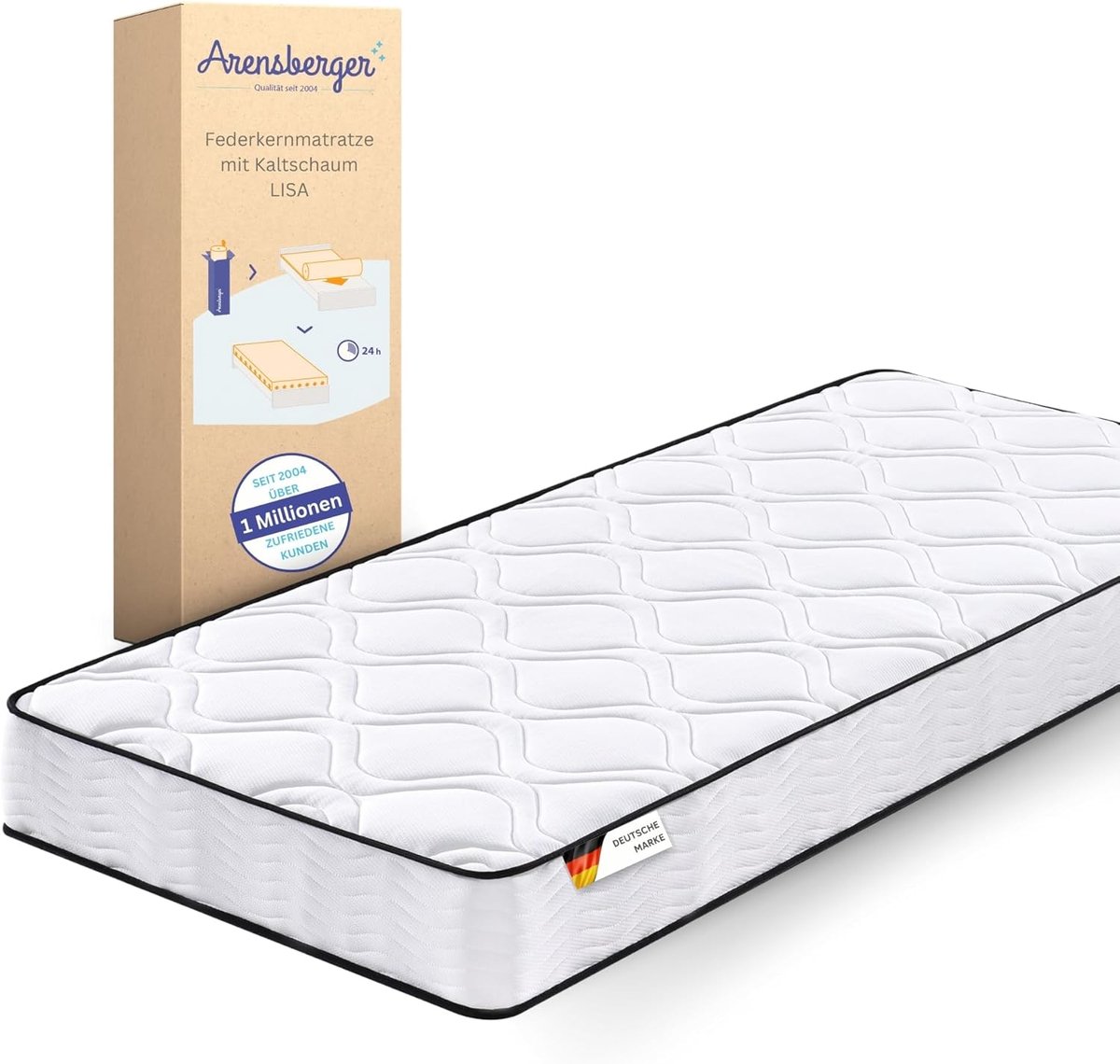 Arensberger matras 180 x 200 cm - Lisa Matras – Ergonomisch Pocketvering - 180cm x 200cm – 6 Lagen en 7 Zones - Hardheid H2/H3, Ademend, Geschikt voor Alle Seizoenen en Optimale Ondersteuning