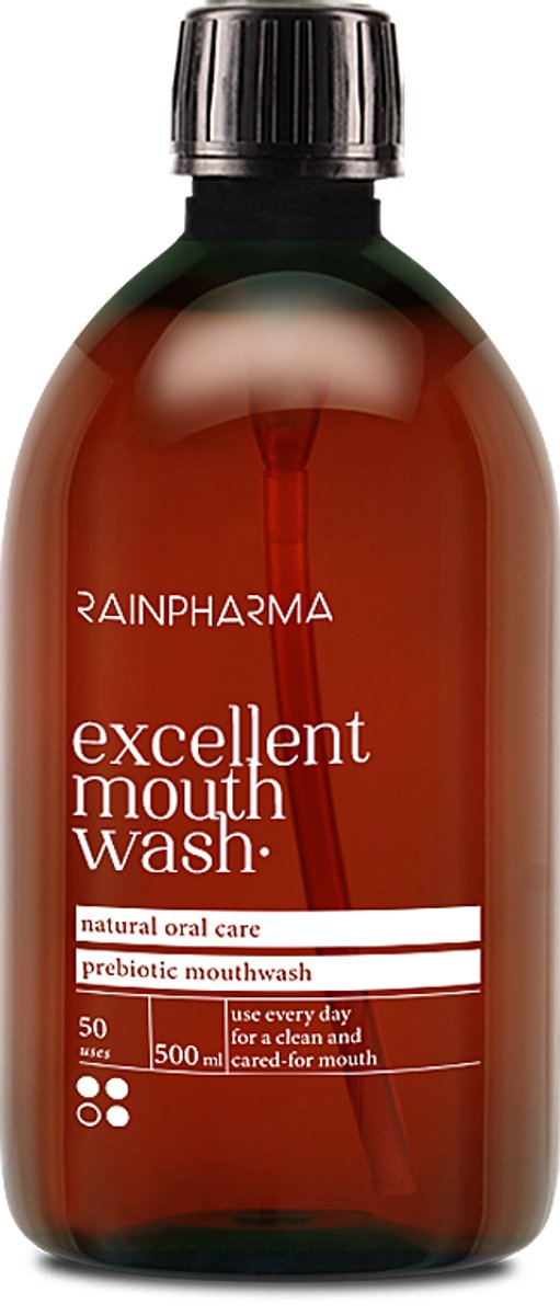 RainPharma Excellent Mouthwash – 500ml – Natuurlijk Mondwater – Vegan Mondspoeling – Tegen Tandplak – Met Kokoswater & Aloë Vera – Frisse Adem – Wintergreen Aroma – Zonder Alcohol – 100% Plantaardig