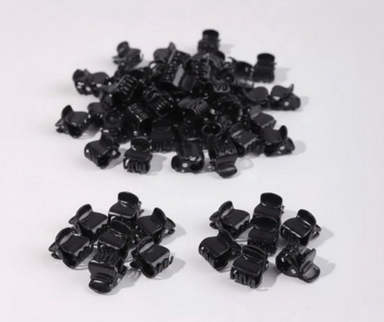 Ensemble de 50 mini pinces à cheveux noires – petites pinces à cheveux – dames – accessoires capillaires en plastique – noir brillant – idéal pour relever et fixer les petites mèches de cheveux