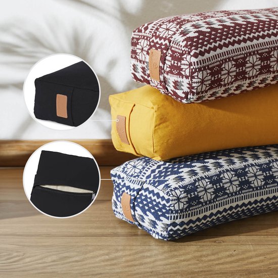 #DoYourYoga - Hoekig Yoga bolster - »Paravati« - Meditatiekussen met bio-organische boekweit schalen vulling - L67 cm & diam.13 cm - zwart van #DoYourYoga — afbeelding 5