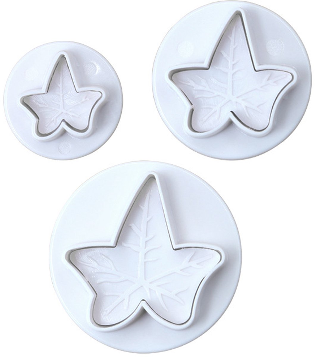 Set van 3 klimopblad-uitstekers, plastic, wit, 3 x 3 x 4 cm