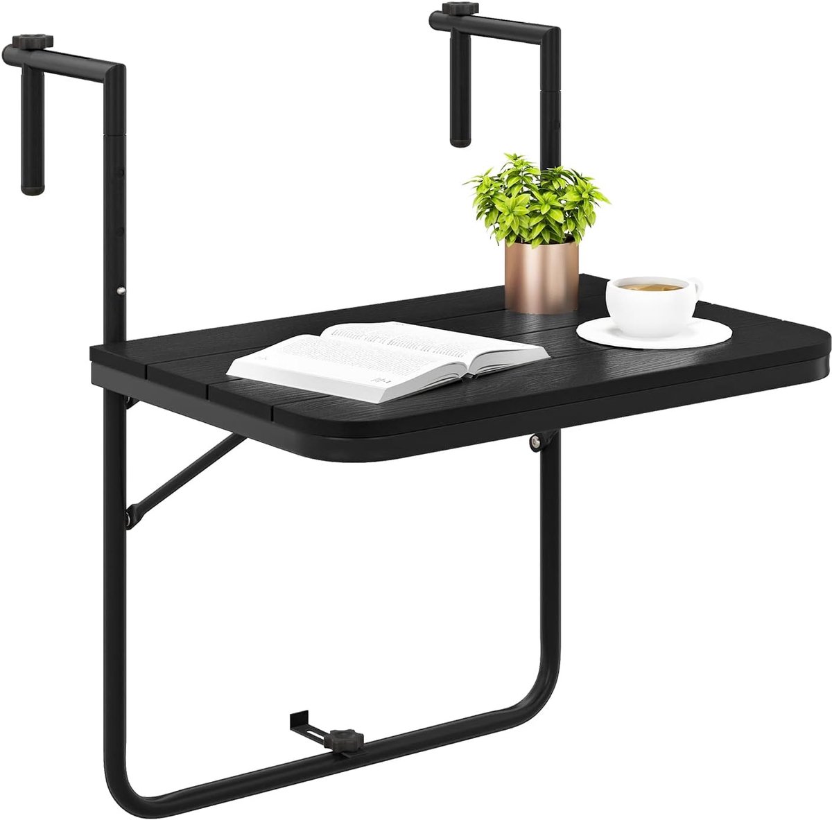 KOMFOTTEU Balkontafel inklapbaar - hangtafel - in hoogte verstelbaar in 3 niveaus - tuintafel - tot 30 kg - Buiten Tafeltje Klaptafel - 62,5 x 60 x 73/78,5/84 cm