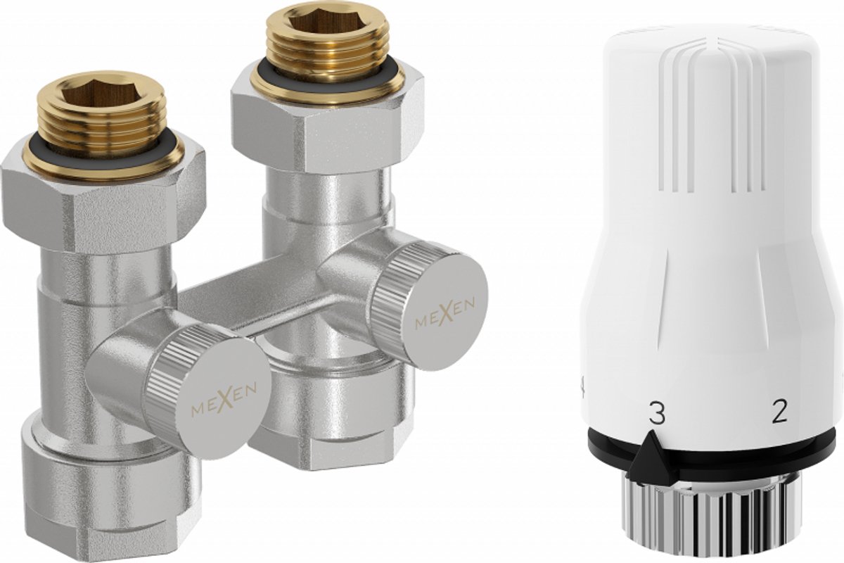 Mexen G02 thermostatische set DN50, recht 1/2"x16 mm, nikkel - W912-016-928-01