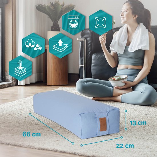#DoYourYoga - Hoekig Yoga bolster - »Paravati« - Meditatiekussen met bio-organische boekweit schalen vulling - L67 cm & diam.13 cm - lavendel van #DoYourYoga — afbeelding 3