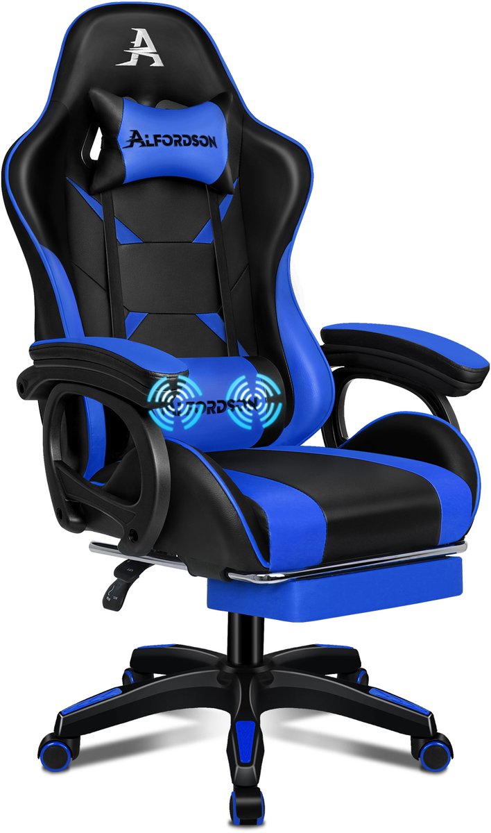 Gamingstoel met massage, verstelbaar, van PU-leder.