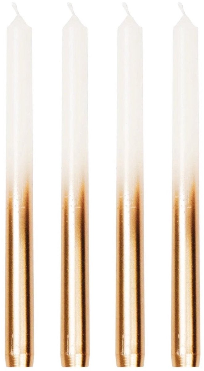 Housevitamin Kaarsen set-van-4 Dipdye wit goud 10x2,5x26cm