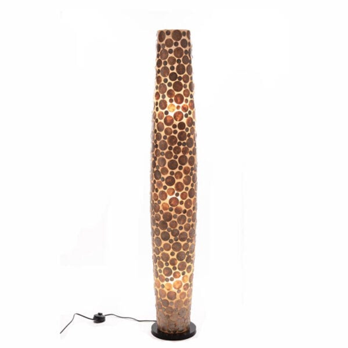 Staande lamp Vloerlamp woonkamer slaapkamer Handmade Design parelmoer coins stone Gold capiz schelp 200 cm
