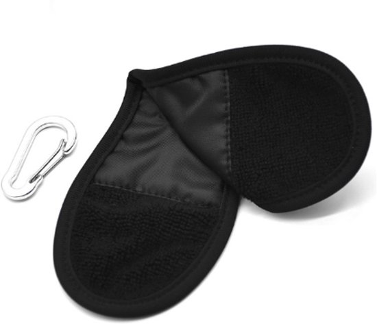 Golfhanddoek - Golfreinigingshanddoek - Met Metaal Haken - Golfaccessoire - Unisex - Draagbaar - Zwart - Polyester - 13 x 8 CM - Golfbalreiniger - Golftassen van Merkloos — afbeelding 2