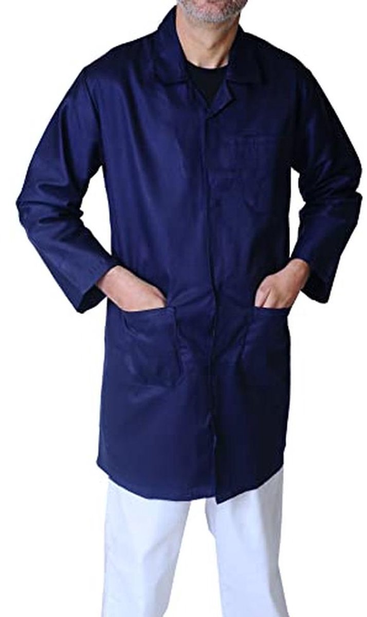 Polykatoenen laboratoriumjas voor technici en studenten - Marineblauw, Maten XXS-5XL