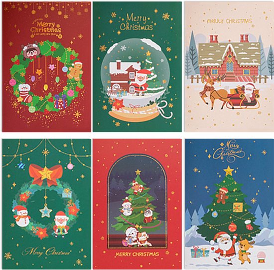 BTH - Kerstkaarten - Kaarten - Kerstkaarten met enveloppen - Kerstfiguren - Kerst Versiering - Kerstdecoratie Voor Binnen