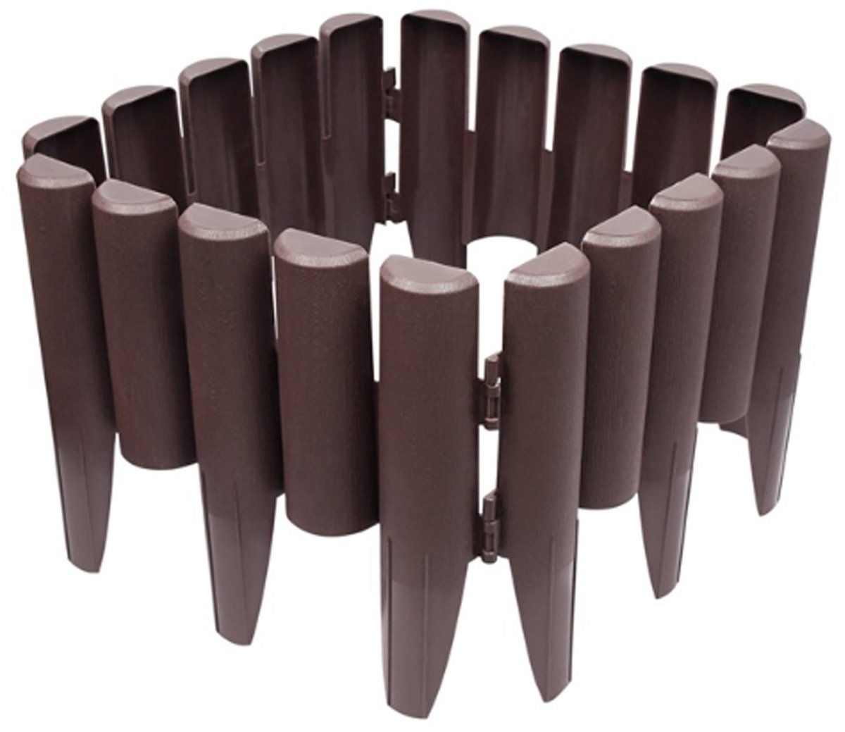 Aufun decoratieve tuinrand – houtlook – 5,6 meter – 20 stuks – kunststof – bruin – palissade voor tuinafscheiding