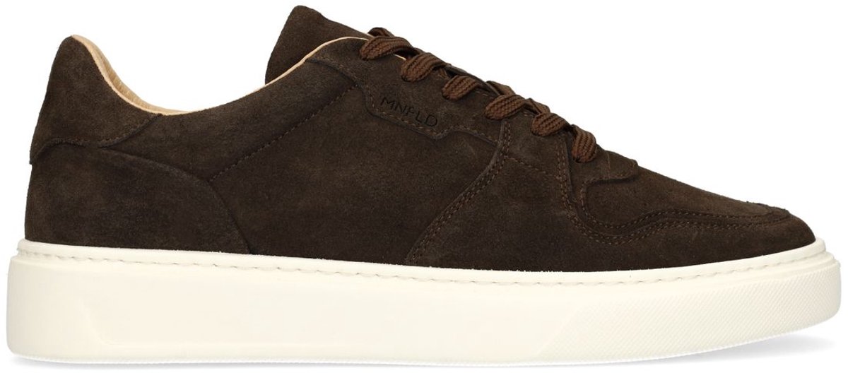 Manfield - Heren - Donkerbruine suède sneakers - Maat 42