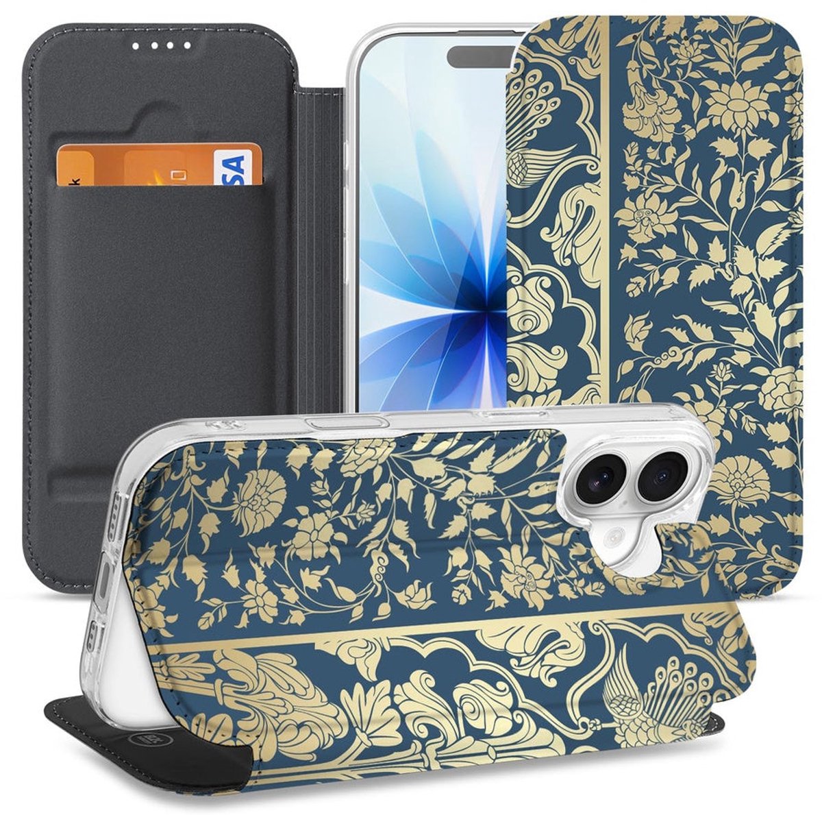 Apple iPhone 17 Smart Cover Hoesje Beige Flowers