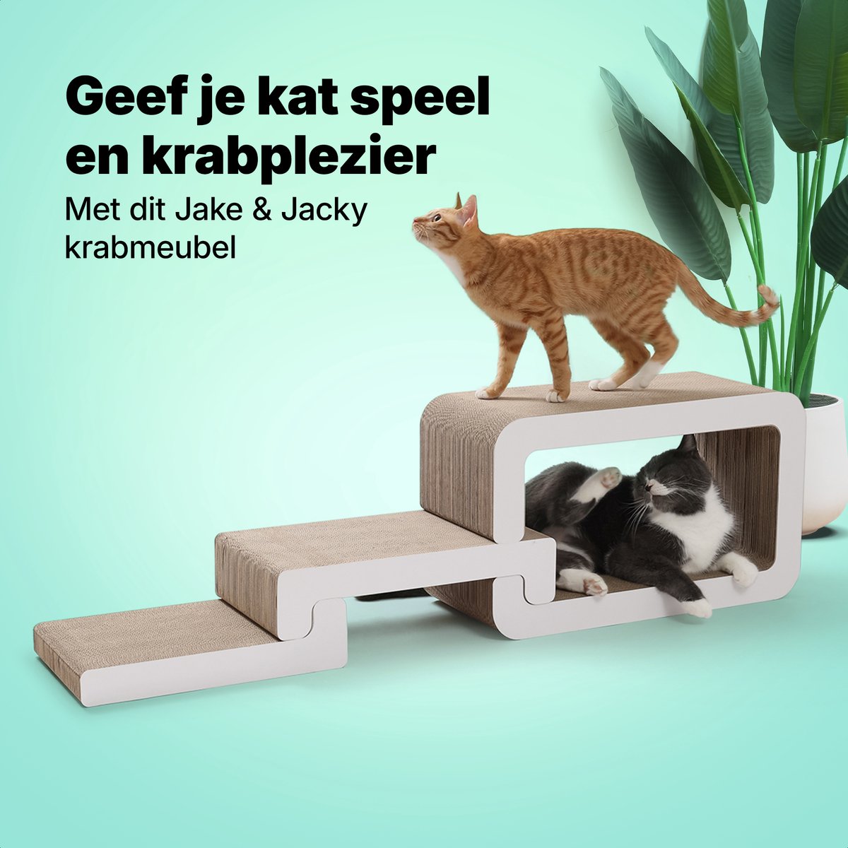 Jake and Jacky Krabkarton voor Katten - Krabpaal Karton - Krabplank - Krabmand - Krabmeubel - Kartonnen Krabmat - Kattenmand - Kattenbed - 116x33x24cm – foto 2