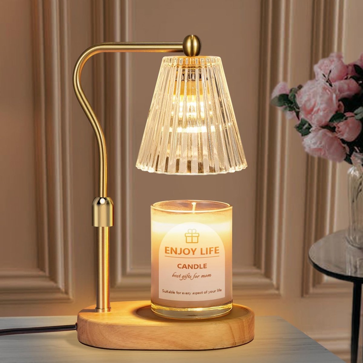Kaarsverwarmingslamp - met timer en dimmer - in hoogte verstelbaar - geschikt voor nieuwe slaapkamers, Moederdagcadeaus, vintage woondecoratie, aromalamp