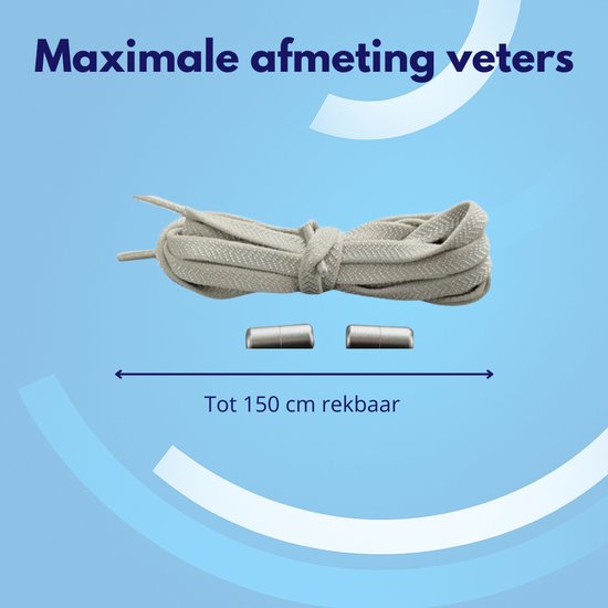 Grijze Knaak veters met metalen tips, tot 150 cm rekbaar.