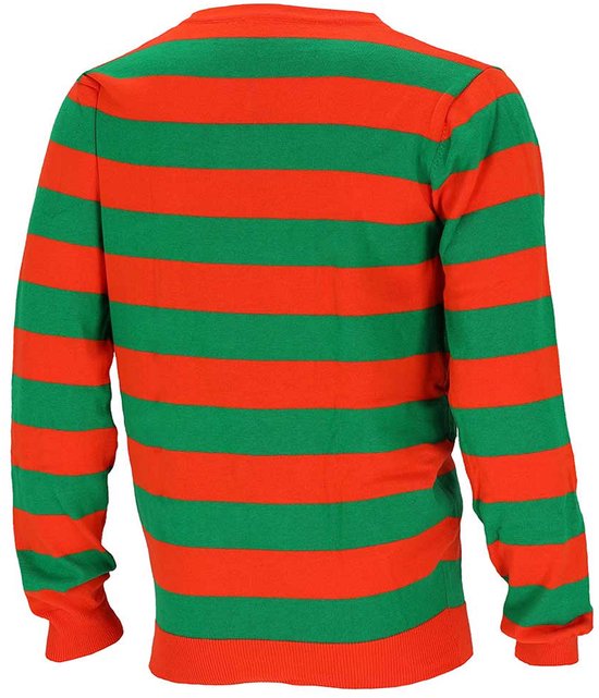 Morethansocks - Pull de carnaval tricoté à rayures - oranje/vert - Taille S à XXL - Pull Kruikenstad - vêtements de carnaval hommes - vêtements de carnaval femmes