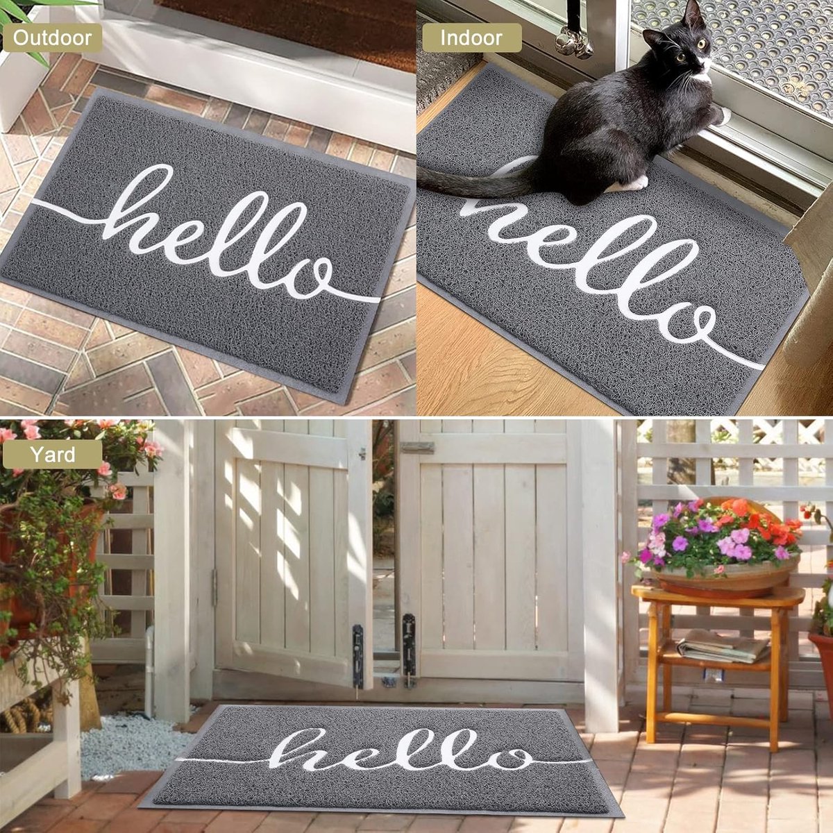 Stunq® Deurmat Binnen & Buiten 40 x 60 cm – Antislip Vuilvangmat – Wasbare PVC Deurmat voor Entree, Buitendeur, Hal & Tuin – Grijs