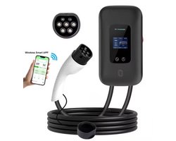 Laadpaal 22 kW met gratis app | 5 meter vaste kabel Type 2 | 3 RFID pasjes | Mobiele app / Wifi | IP65 waterdicht | Type B beveiliging | 2 jaar garantie | Slimme Wallbox 22 kW 3 fase 32A