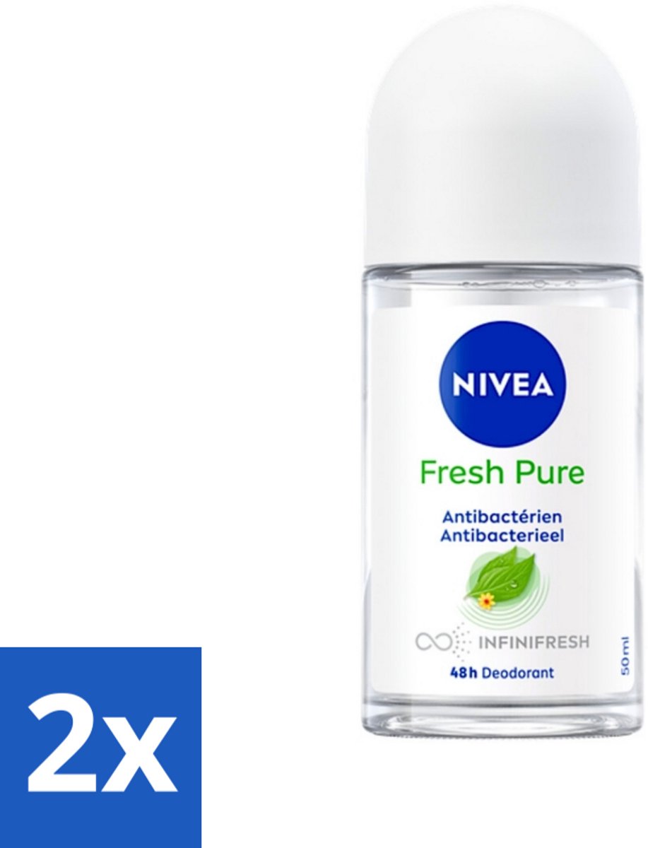 2 x Nivea - Deodorant - Roller - Fresh Pure - 48 Uur Lang Werkend - 50 ml - NIVEA Fresh Pure Deodorant Roller - 48 Uur Bescherming - Aluminiumvrij - Parabenenvrij - Huidvriendelijk