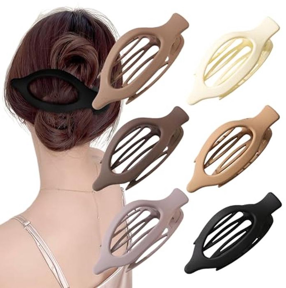 6 Platte Haarspelden voor Dames - Antislip Haarclips voor Lang, Dik en Krullend Haar