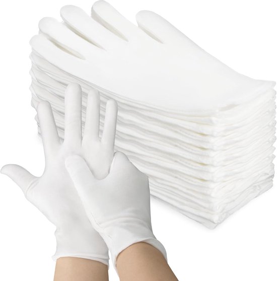 Katoenen handschoenen - wit handschoenen - 12 paar - katoenen handschoenen - alledaagse katoenen handschoenen - 22 cm - premium katoenen handschoenen - het hydrateren van handen - vrouwen en mannen - wit