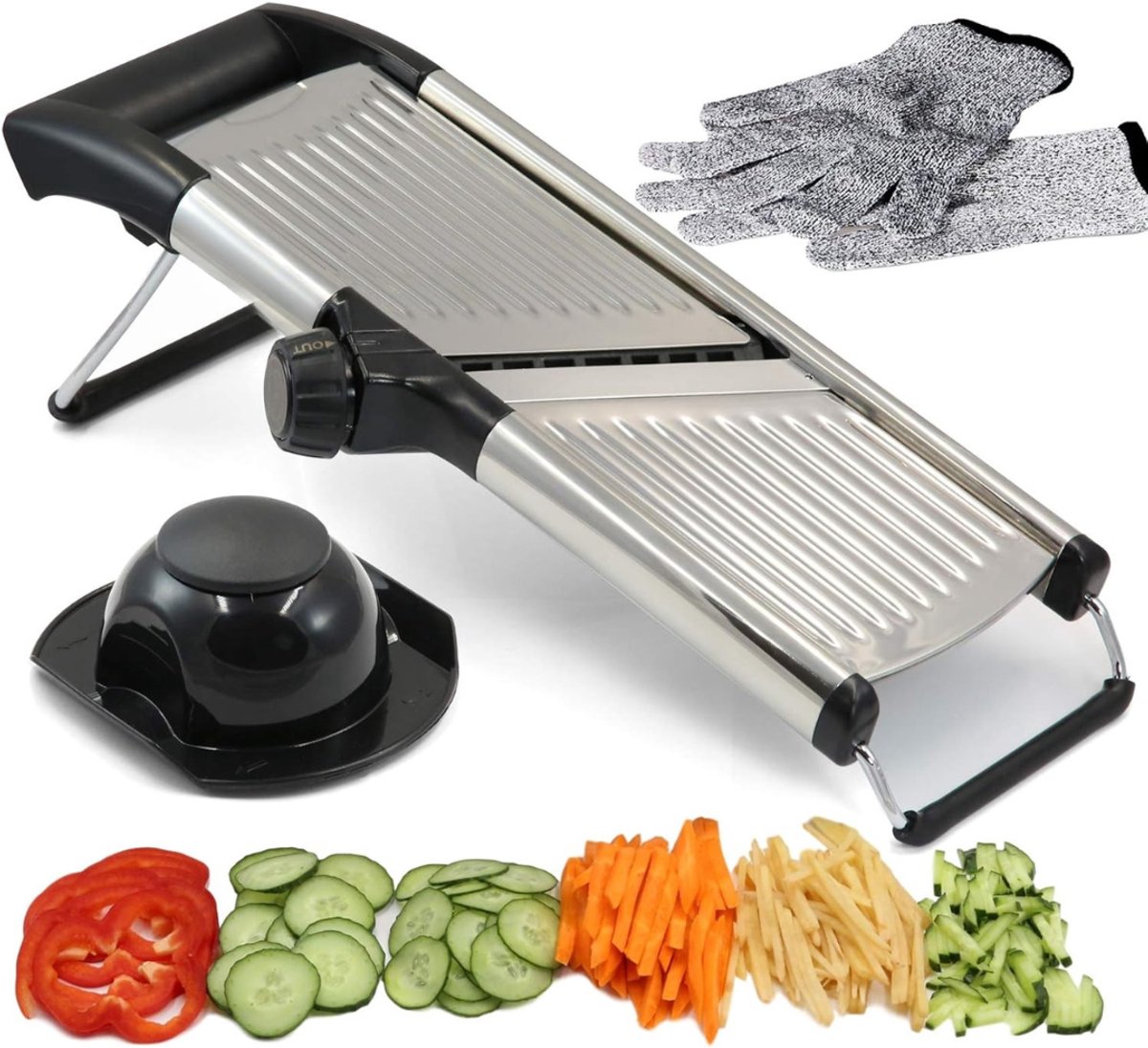Aura® Groentesnijder Machine - Groentesnijder Electrisch - Groentensnijder Electrisch - elektrische rasp - Groentensnijder Handmatig - Electrische Rasp – Hakmolen Elektrisch – Waterdicht – Roestvrij Staal - 17cm x 6cm x 42cm