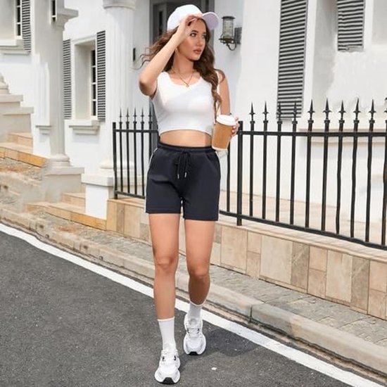 Korte Sportbroek voor Dames - Zomer Katoenen Hardloopshorts met Zakken — afbeelding 4