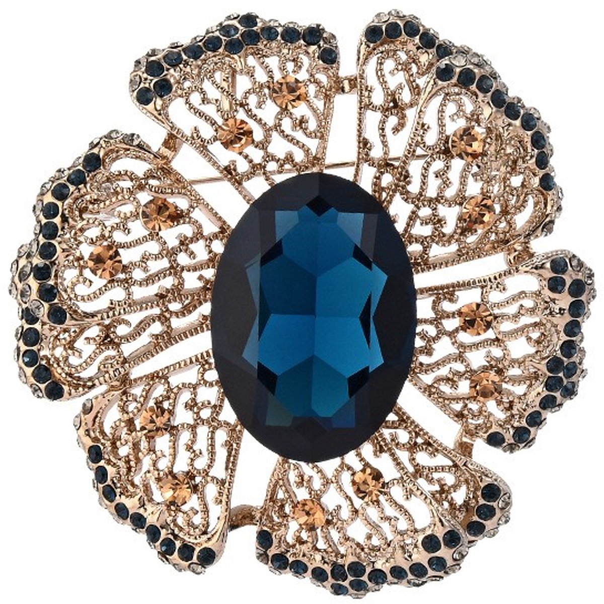 Goldpulse Broches - Dames Broche - Dames sieraden - Vintage bloemenbroche - kristal - zirkonia