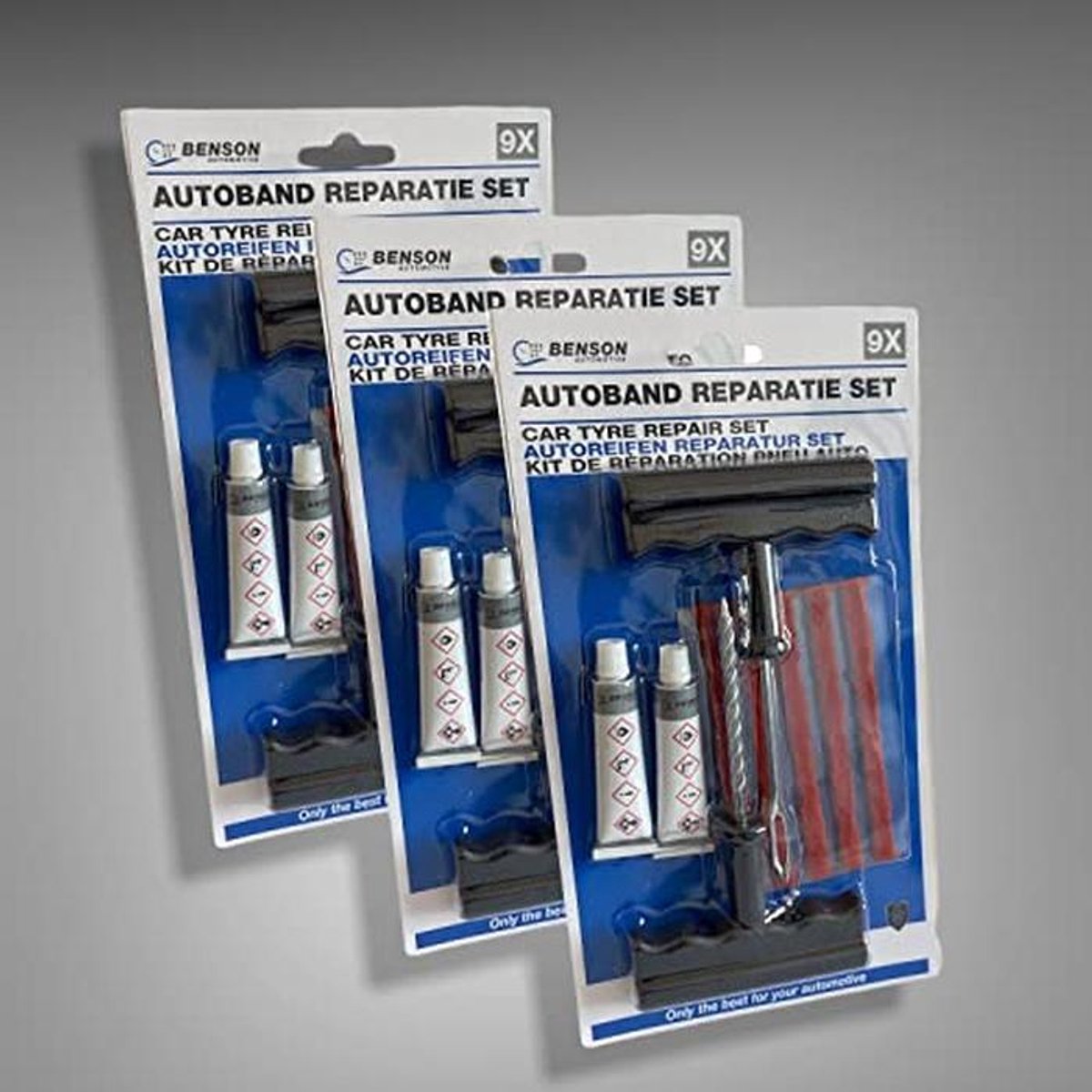 3 x autobanden noodgevallen reparatie set - 8-delige set voor autobanden, motoren en rolbanden