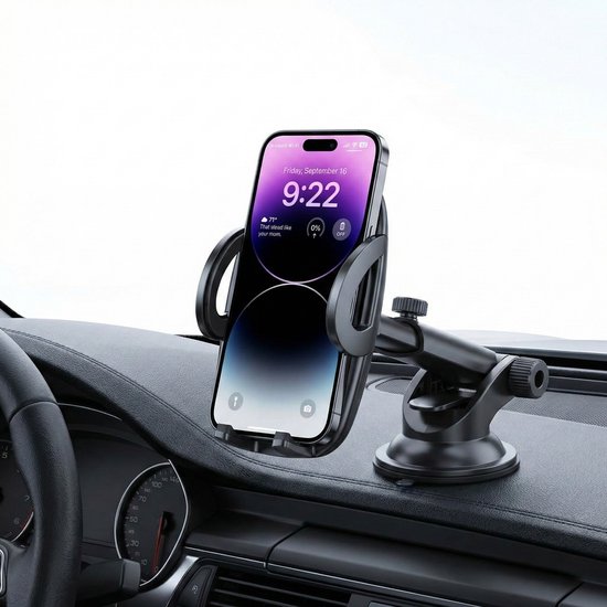 Telefoonhouders Auto Telefoonhouder met Zuignap GSM Houder Voor Raam Of Dashboard - Zwart