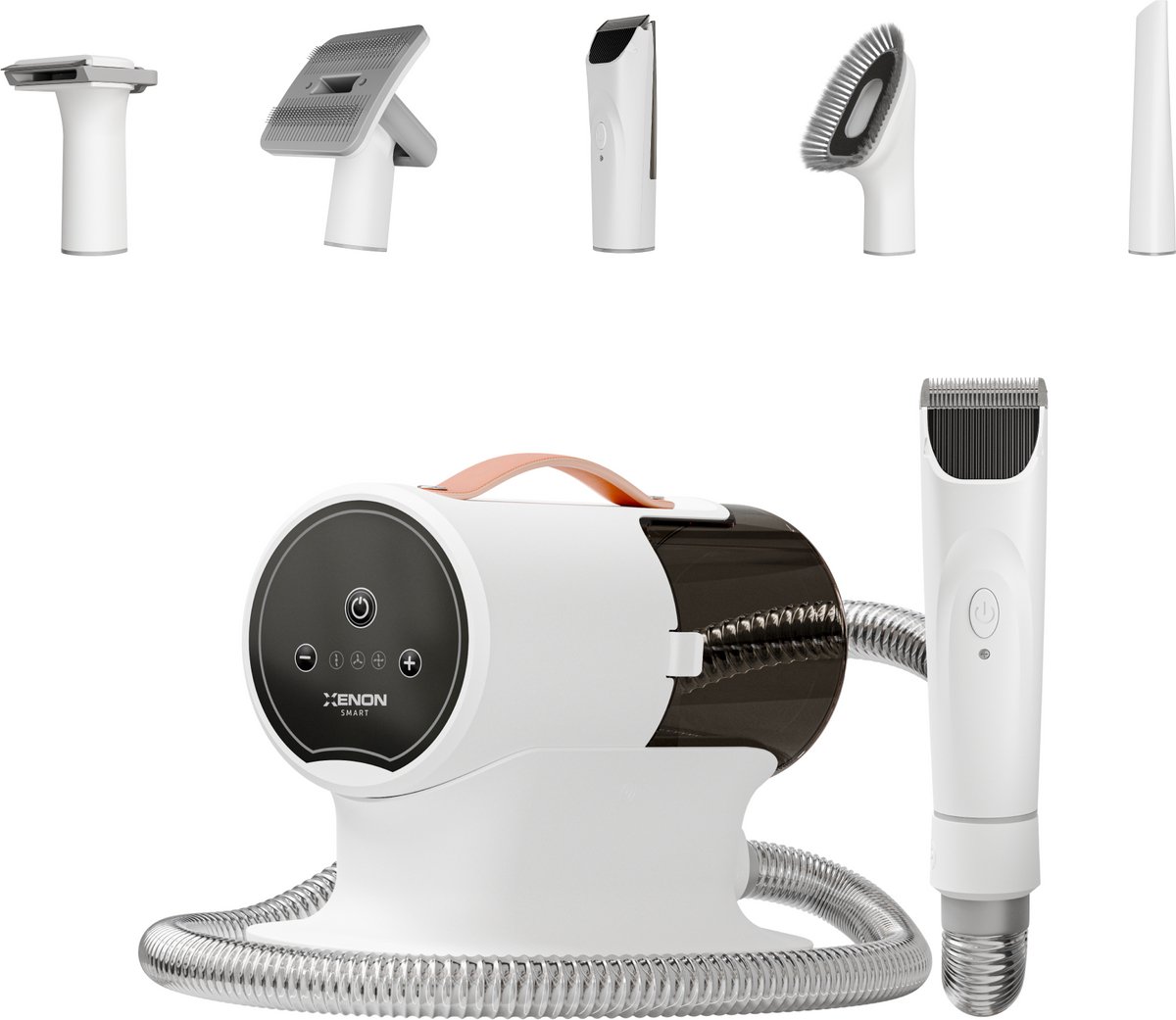 Xenon Smart X6301 5-in-1 Huisdier Verzorgingsset – Elektrische Grooming & Vakum Tondeuse + Razende Zuigkracht – Voor Kat & Hond – Inclusief Borstels, Tarieven & Reinigingsopzetstukken