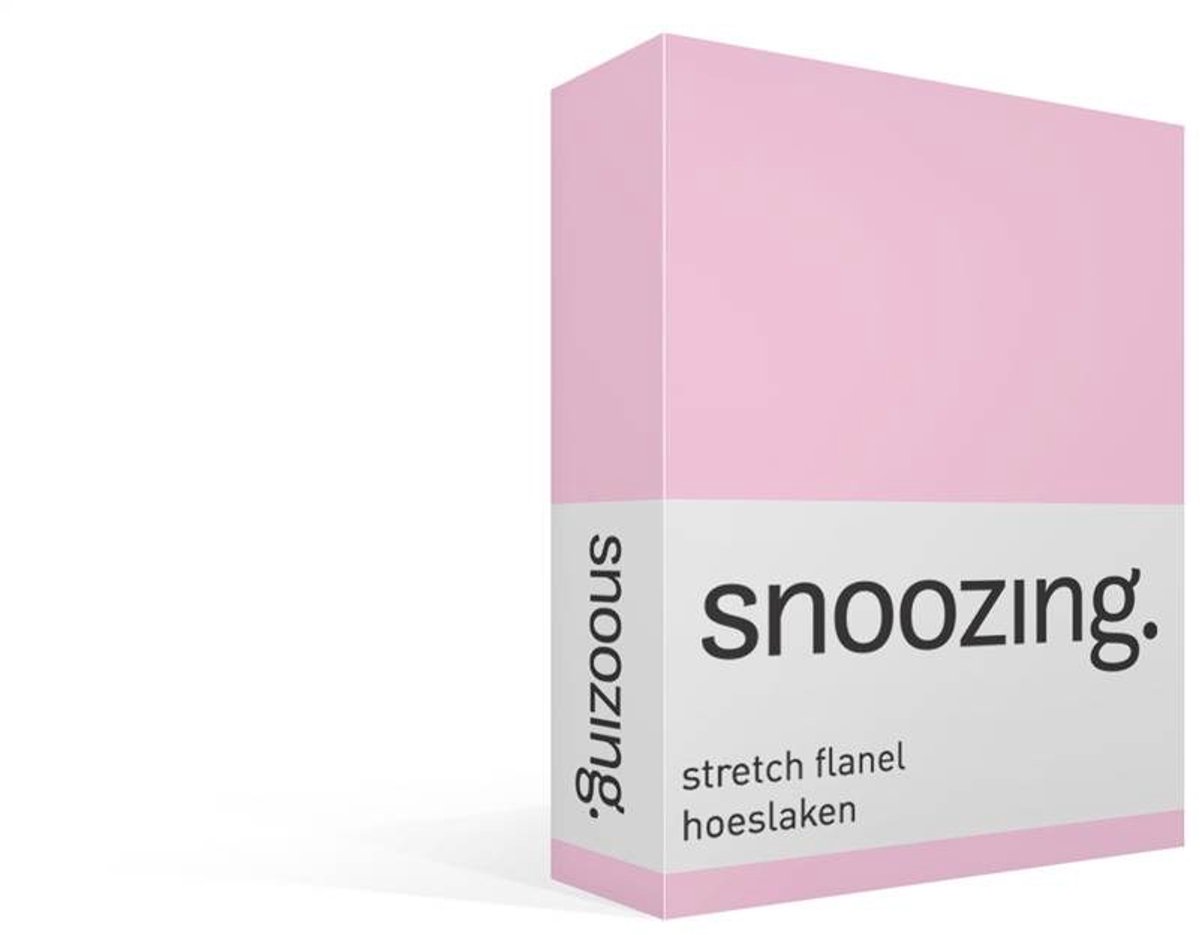 Snoozing stretch flanel hoeslaken - 90/100x200/220 cm - Eenpersoons - Roze