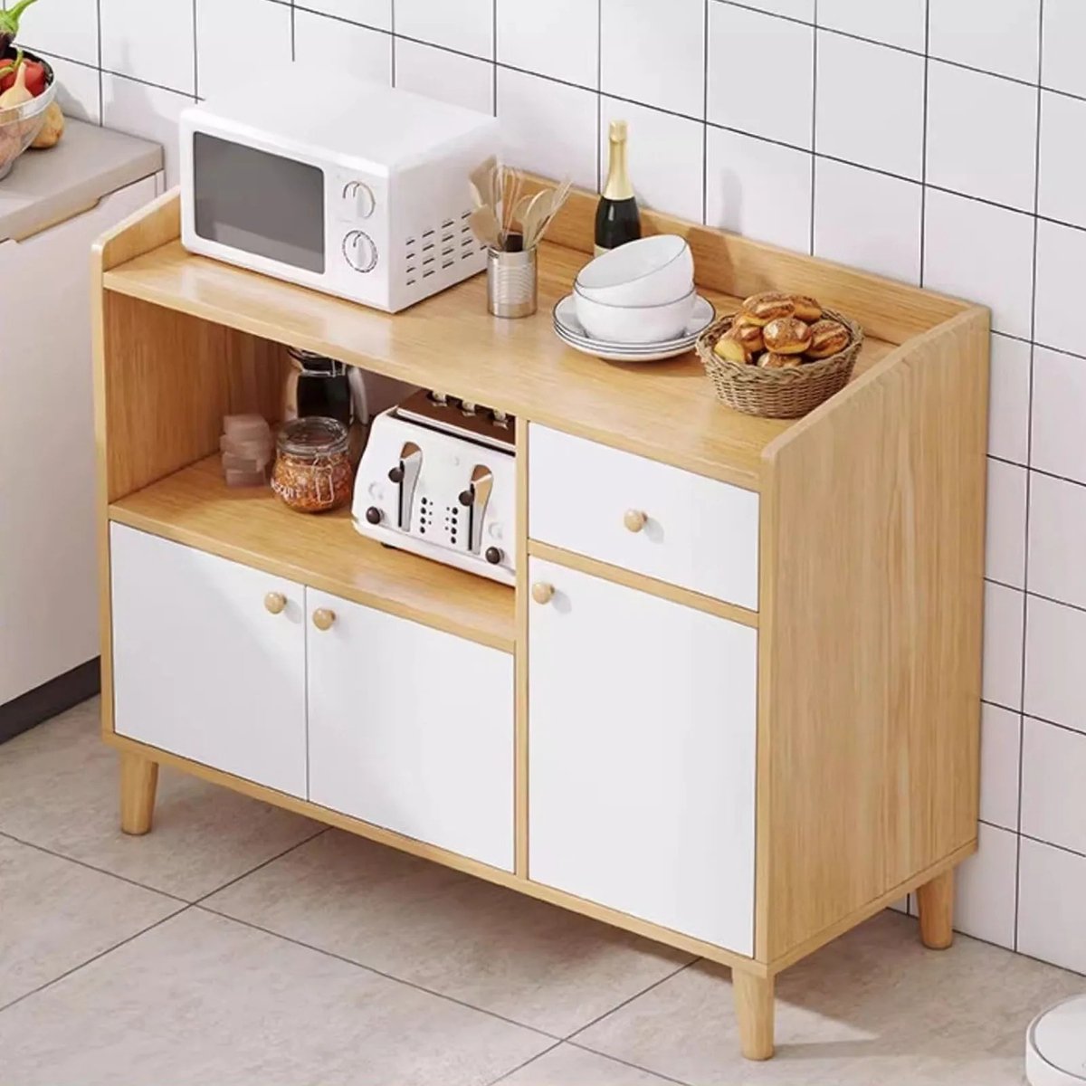 Ladekast - Eetkamerkast - Opbergkasten met Deuren - Hout - Multifunctioneel - 3-deurs - 1