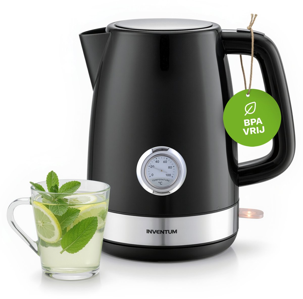 Waterkoker inventum 1.7 liter zwart met rvs