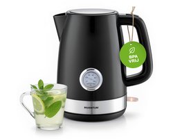 Inventum HW917B - Retro waterkoker - Inhoud 1,7 liter - Temperatuurindicator - Kunststof - 2200 watt - Zwart/RVS