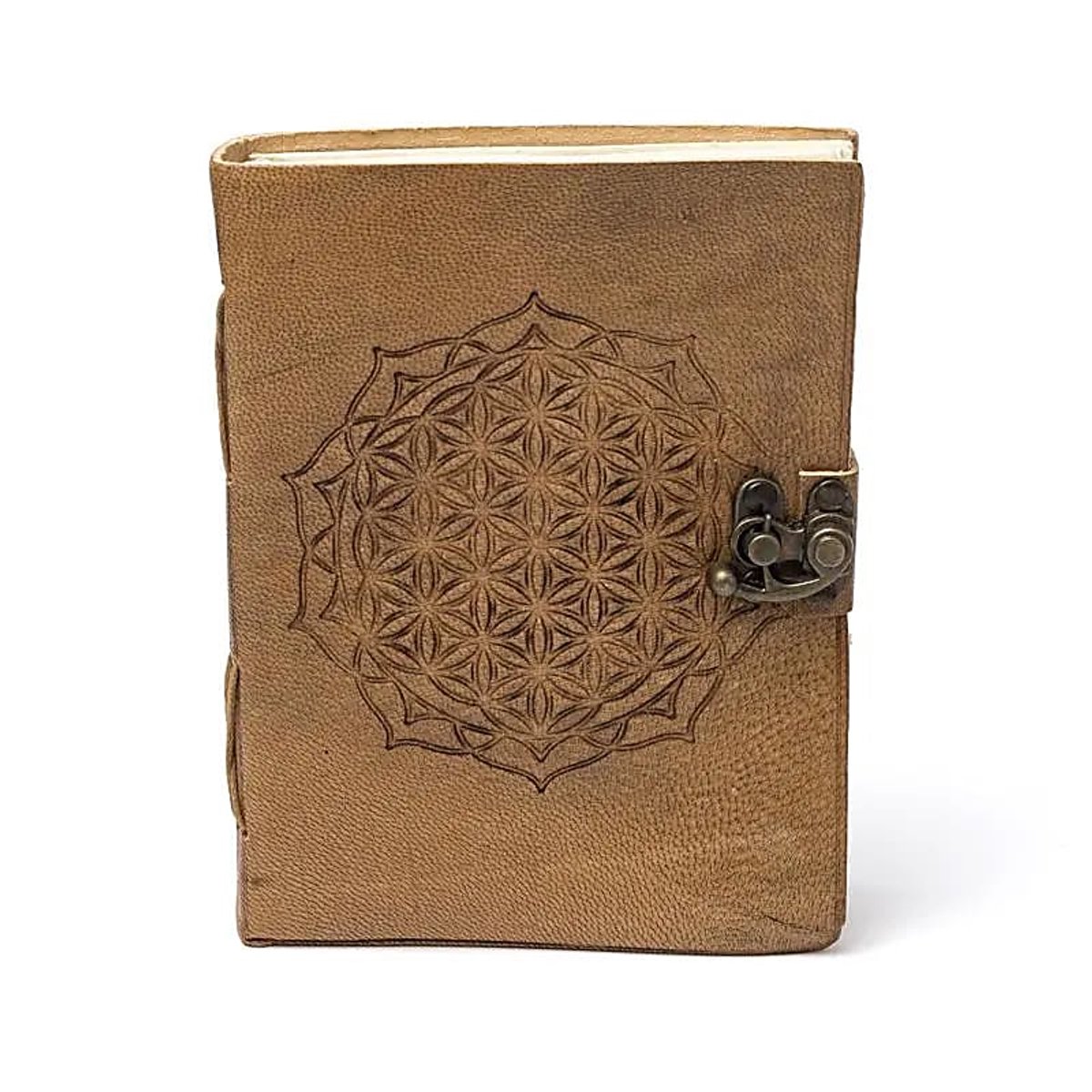 Notitieboek Bloem des Levens mandala met kunstleren omslag – ± 13 cm x 18 cm