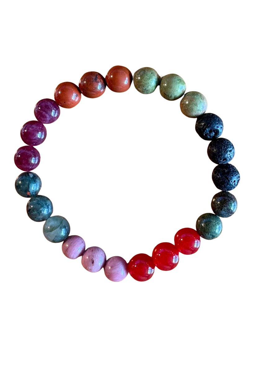 Armband “Vuurhart” – Kracht & Balans - 18cm- 8 mm- Edelstenkralen