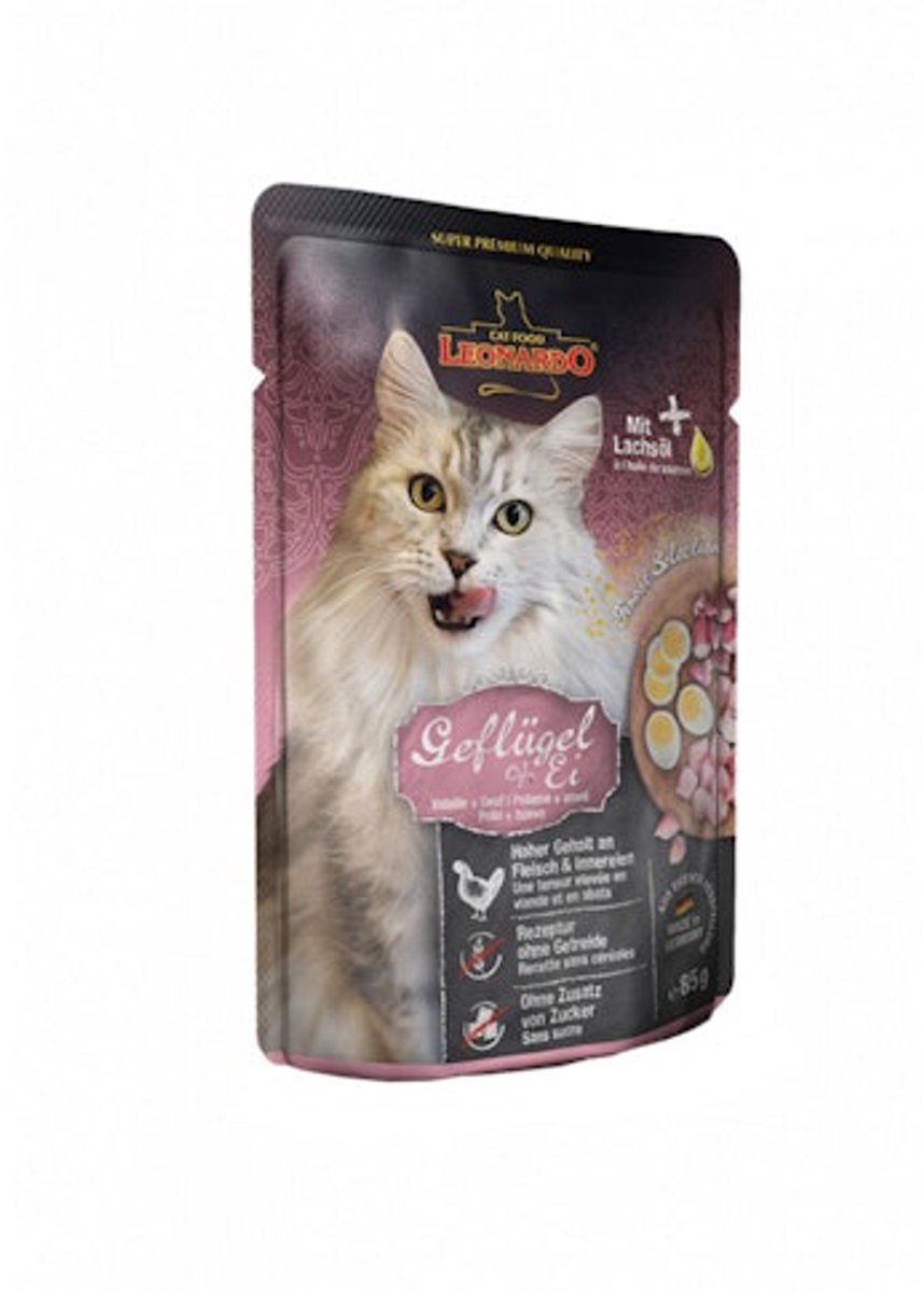 Leonardo Leonardo - Pluimvee + Ei - Natvoer - Adult Kat - 16 x 85 g