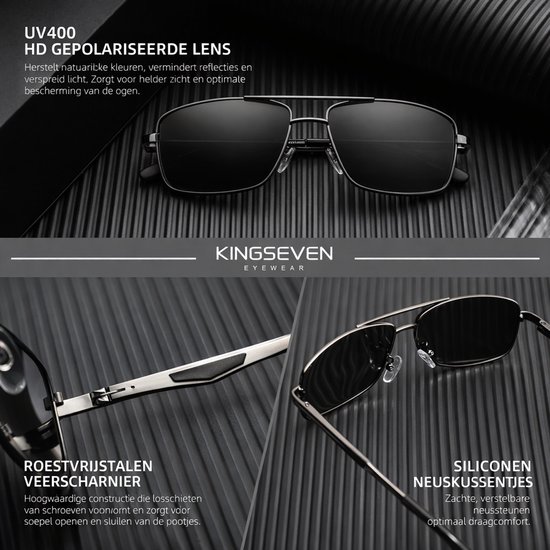 Kingseven Zonnebril Heren - 2021 - Gepolariseerde glazen - Zwart - Grijs - Sunglasses van Kingseven — afbeelding 2