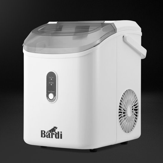 Bardi 1.1L - Nugget IJsblokjesmachine Rond - Crushed Ice Maker met IJsschep - 15kg/24 uur - Ijsblokjesmaker - Met Lux Thermosbeker - WIT - Citruspers Zwart van Merkloos — afbeelding 3