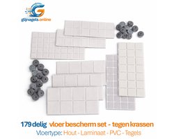 COMPLETE VLOERBESCHERMING SET 179-DELIG NATUREL WIT – Viltjes, Plakvilt & Glijnagels – Meubelglijders en Stoelglijders voor Stoelpoten & Meubels – Anti-Kras Bescherming voor Parket, Laminaat, PVC & Tegels – Alles-in-1 Voordeelset voor het Hele Huis