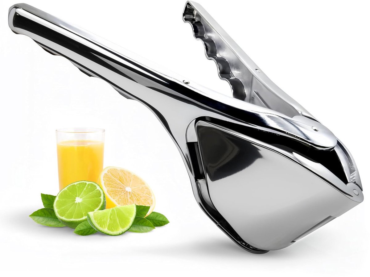 Rivv Handmatige Citruspers RVS - Grote Professionele Citruspers - Extra Brede Perskop - Ergonomische Handpers voor Citroen, Limoen & Sinaasappel