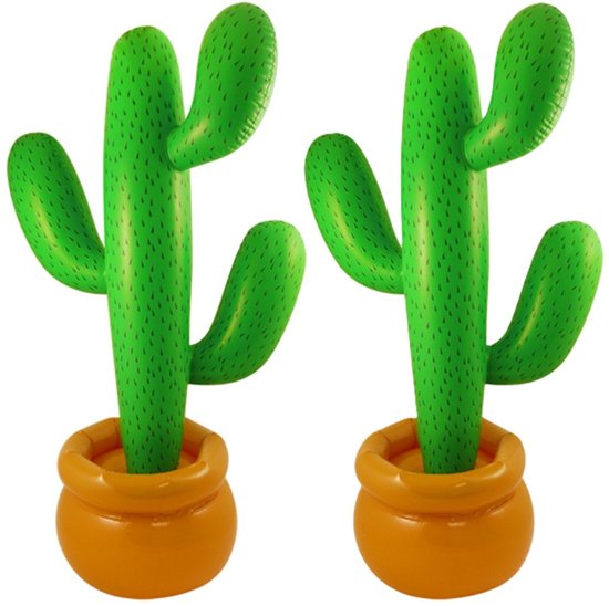 Opblaasbare cactus - 2x - 87 cm - Feest decoraties - versiering - Mexico of Tropische Hawaii thema - PVC
